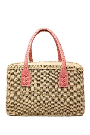 Rope beach bag with pink handles Laboratorio Capri | 234ROSA